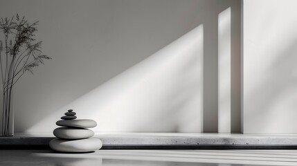 Obraz premium Presentation of gipsum props in a zenlike minimalist composition AI generated illustration