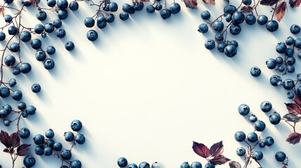 Fresh Blueberries Frame White Background Autumn Harvest Food Photography