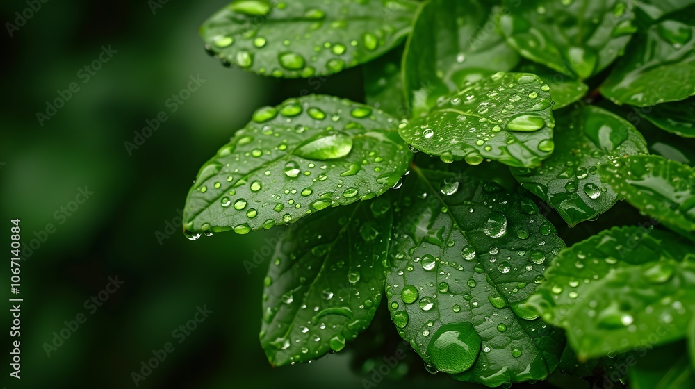 Poster raindropcovered leaves in a macro minimalistic setting ai generated illustration