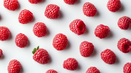 Fresh Red Raspberries Pattern Food Background Summer Berries
