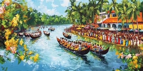 Vibrant Boat Race in Kerala, India