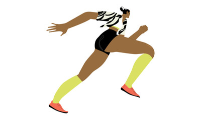 Woman, girl athlete running. Jogger exercising, physical training. Active healthy cardio sport workout for endurance. Flat vector illustration isolated on white background