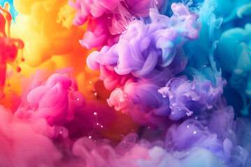 Obraz premium Colorful smoke explosion in vibrant colors, on a colorful background. Ink clouds in vibrant colors. 