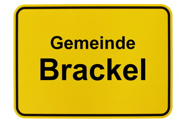 Illustration eines Ortsschildes der Gemeinde Brackel in Niedersachsen