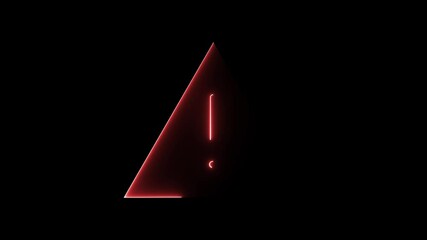 glowing neon warning attention animation icon alert risk stop danger signal problem road warning sign animated with black background.