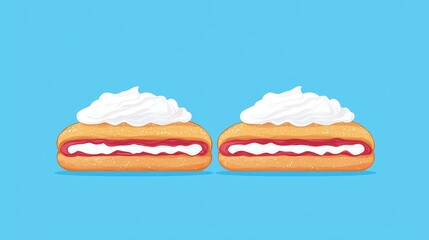 Delight in whipped cream and strawberry filling indulge in these delectable cream-filled treats