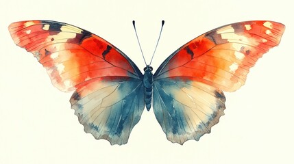 Colorful butterfly on white isolated background, showcasing natural beauty.