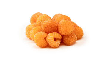 Tasty fresh raspberry isolated on a white background. Top view.