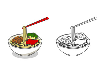 Mie Ayam Indonesian Food Design Illustration vector eps format suitable for your design needs logo illustration animation etc