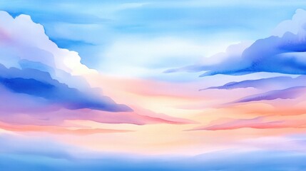 Abstract sky with blue and pink hues, tranquil atmosphere, soft cloud formations.
