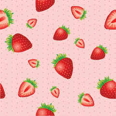 Strawberry Pattern Seamless on pink background for wallpaper illustration