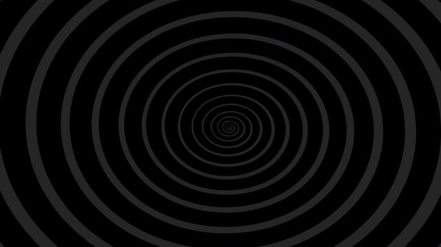 Animation loop of a rotating oval spiral in black on green screen with alpha channel