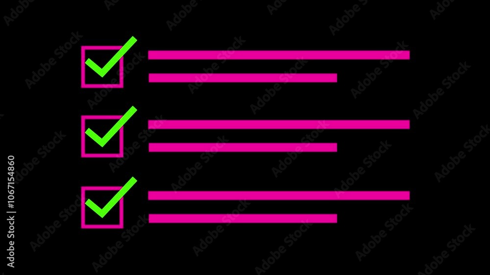 Aufkleber check marks on a check box options. tick check mark icon animation success correct.