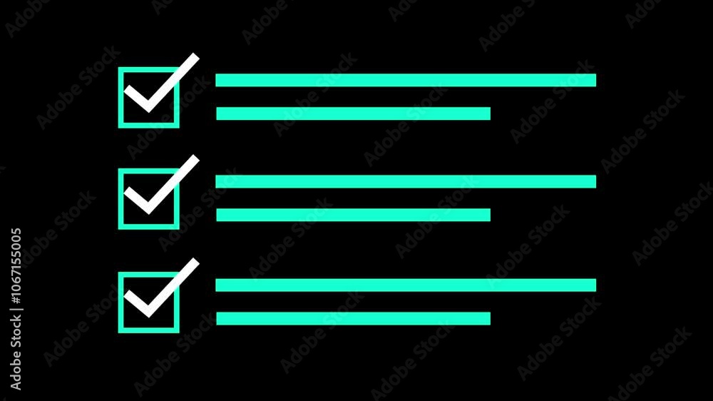 Poster check marks on a check box options. tick check mark icon animation success correct.