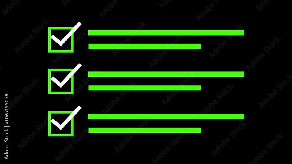 Poster check marks on a check box options. tick check mark icon animation success correct.