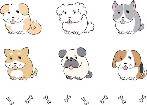 かわいい子犬のイラストセット