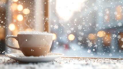 Warm your soul enjoy a cozy cup of coffee while watching snowflakes dance outside