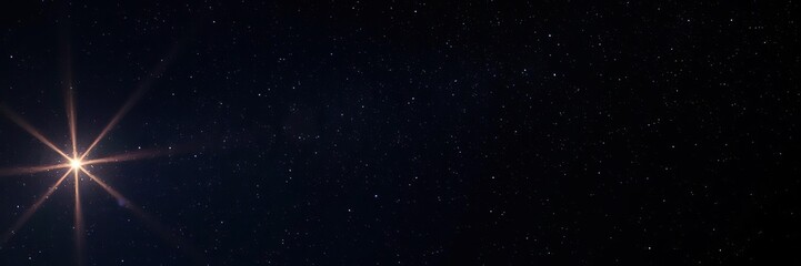 Explosive light flare illuminates the dark canvas of a starry night, light, cosmic