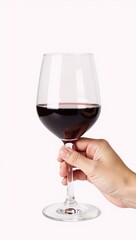 Simple sketch hand with glass of red wine against a white background ideal for DIY elements such as bar menus social media posts collages etc