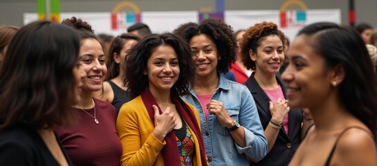 Fototapeta premium Celebrating diversity equity inclusion human rights and empowering multicultural women through fairness respect unity anti-discrimination and the promotion of hearts over racism