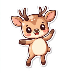 Fototapeta premium A cartoon deer is dancing and smiling. The image has a happy and playful mood.