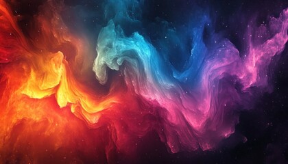 Cosmic Nebula with Swirling Colors and Stars