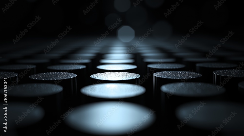 Poster abstract patterns of bars and circles in low light