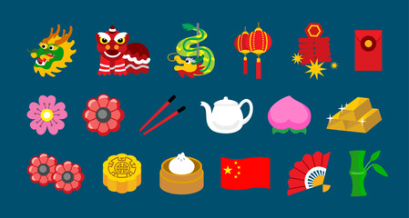 Flat illustration about Chinese culture and traditions.