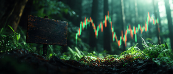 Forest with financial graph overlay