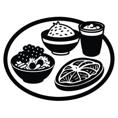Silhouette lunch food vector art collection on white background for healthy food project