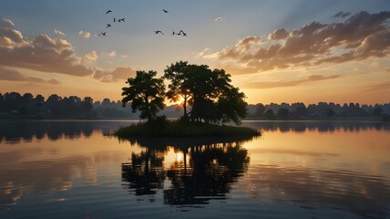 sunset over the river