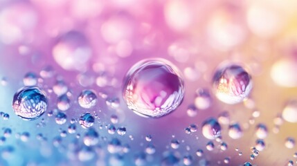 Water droplets on glass with blurred colors in background, abstract bokeh, high detail
