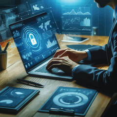 data center with encrypted data flowing through transparent servers