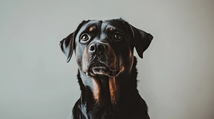 Obraz premium Rottweiler standing confidently on a white background, showcasing strength and loyalty, often misunderstood.