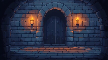 Pixel art dungeon background for 8 bit games.
