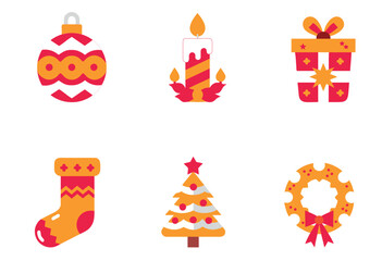 A Set Of Christmas Icon Design.