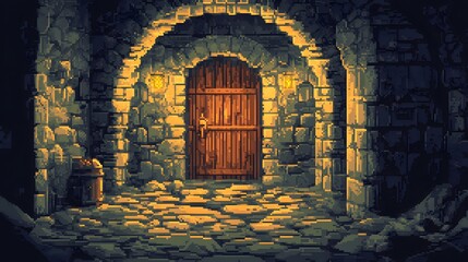 Pixel art dungeon background for 8 bit games.