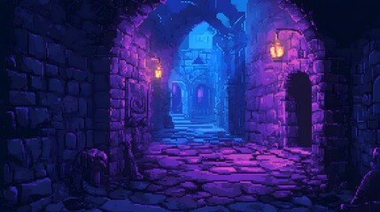 Pixel art dungeon background for 8 bit games.
