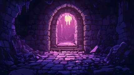 Pixel art dungeon background for 8 bit games.