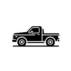 Pickup Truck Vector Icon - Bold Outline Silhouette of a Modern Pickup for Design and Branding