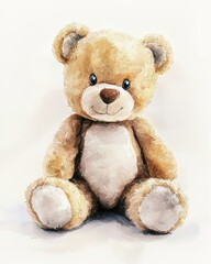 Obraz premium A soft, cheerful teddy bear with a warm smile, perfect for children's decor or as a heartfelt gift.