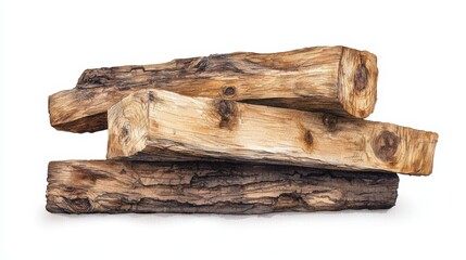 Fototapeta premium A stack of natural wooden logs showcasing rich textures and colors, perfect for rustic decor or woodworking projects.
