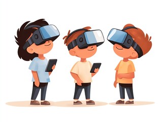 Fototapeta premium Kids enjoying virtual reality experience