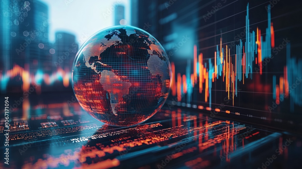 Aufkleber futuristic holographic globe with data visualizations