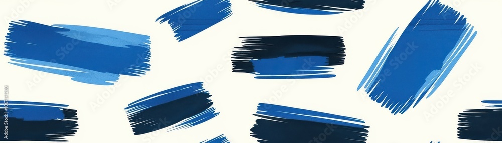 Aufkleber abstract blue brush strokes on a white canvas create a dynamic and artistic pattern, showcasing vari