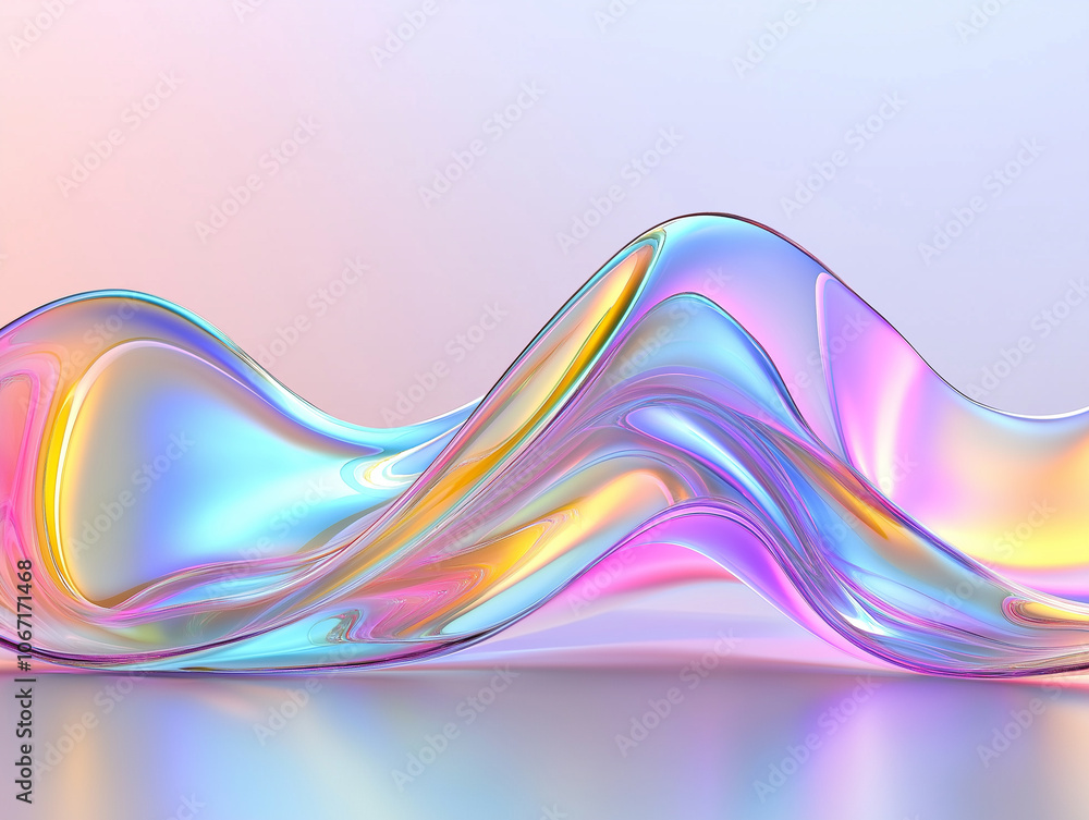 Aufkleber a colorful, translucent wave-like design that showcases iridescent hues and smooth curves, creating 