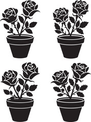 Rose flower silhouette art vector design.