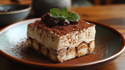 Tiramisu dessert with espresso-soaked layers, luxurious and indulgent