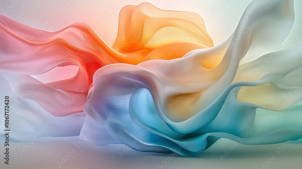 Aufkleber a vibrant, abstract composition featuring flowing waves of pastel colors, creating a sense of moveme