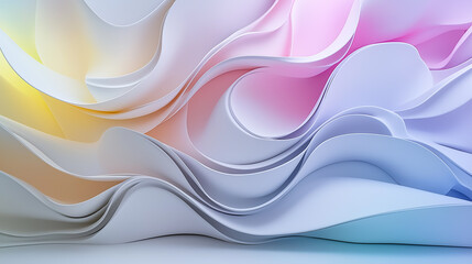 Obraz premium A vibrant, abstract composition of flowing, layered paper in pastel colors, creating a sense of movement and depth.
